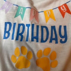 Top Paw Birthday Dog Shirt - Blue, Orange, White Sz L